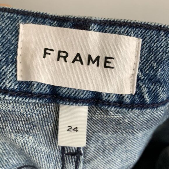 Frame Le Garçon Distressed Beldon Rips Cropped Straight Leg Jeans Sz 24 - Picture 8 of 11